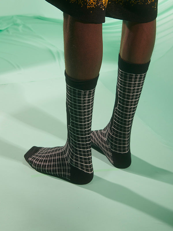 Henrik Vibskov Handfeet Chair Socks Homme - Black Chair White Checks