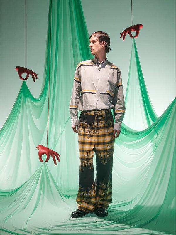 Henrik Vibskov Hands Down Pants - Blurry Black Yellow Check