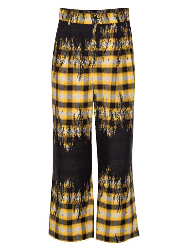 henrik vibskov Hands Down Pants - Blurry Black Yellow Check