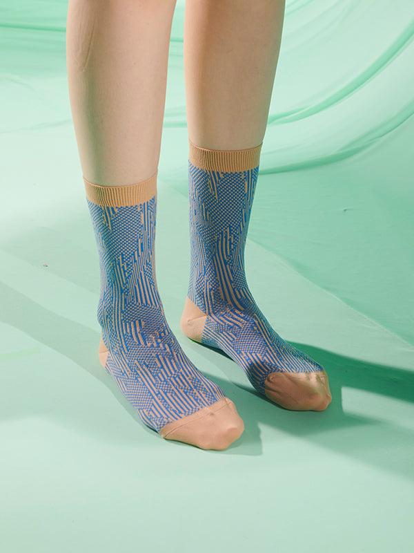 Henrik Vibskov Handsome Hands Socks Femme - Beige Handsome Blue