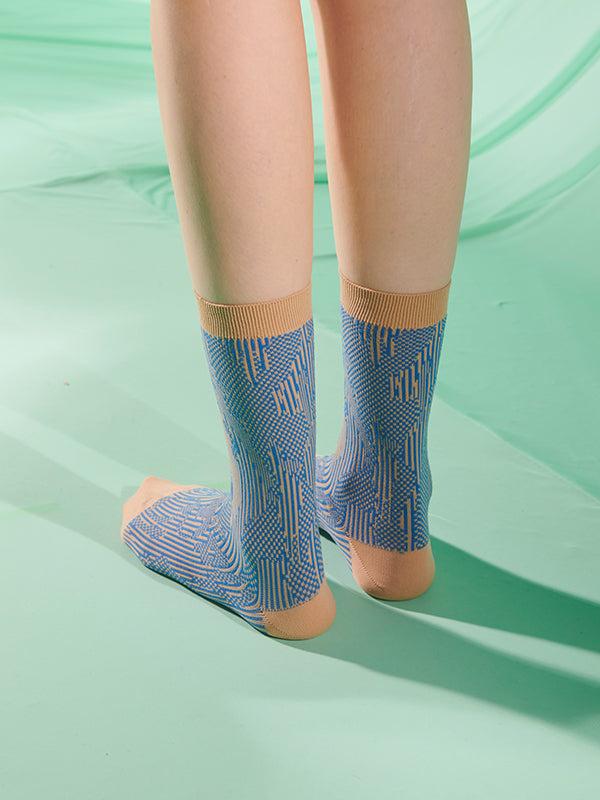 Henrik Vibskov Handsome Hands Socks Femme - Beige Handsome Blue