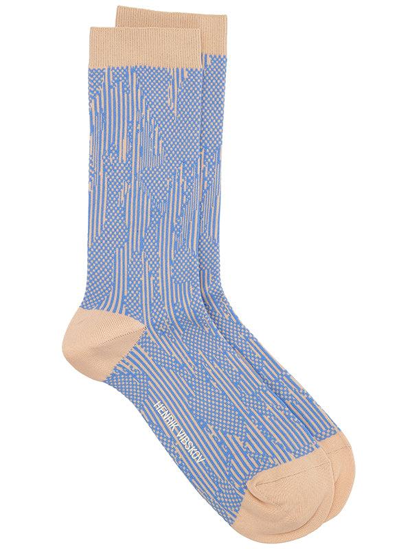henrik vibskov Handsome Hands Socks Femme - Beige Handsome Blue