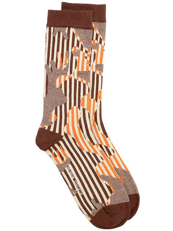 henrik vibskov Handsome Hands Socks Femme - Brown Orange Handsome Grid