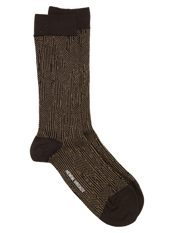 henrik vibskov Handsome Hands Socks Homme - Brown Black Handsome Grid