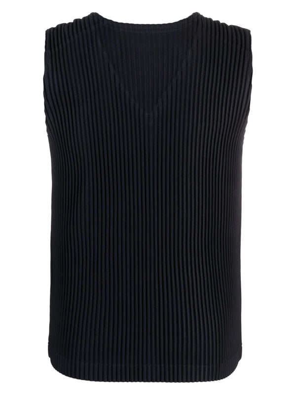 Henrik Vibskov AW23 V-Neck Plisse Vest - Navy