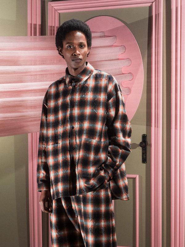 Henrik Vibskov Big Shirt - Black Red Punch Checks