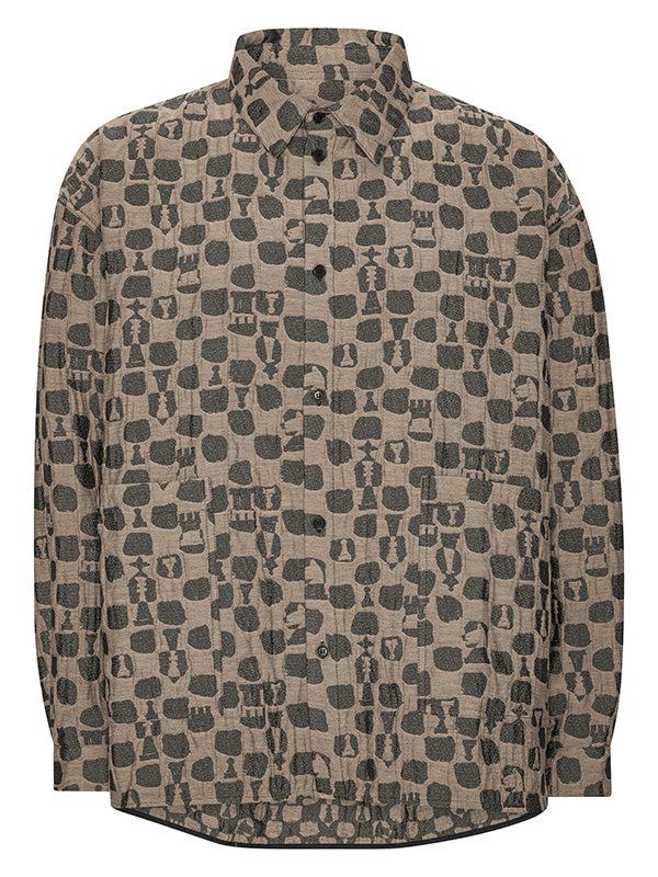 henrik vibskov Big Shirt - Brown Black Chess
