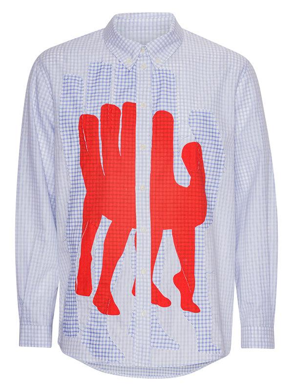 henrik vibskov Block Shirt - White Blue Grid
