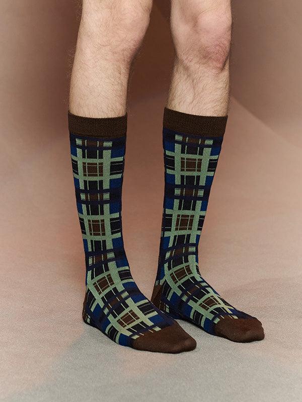 Henrik Vibskov Checks Socks Homme - Checks Navy