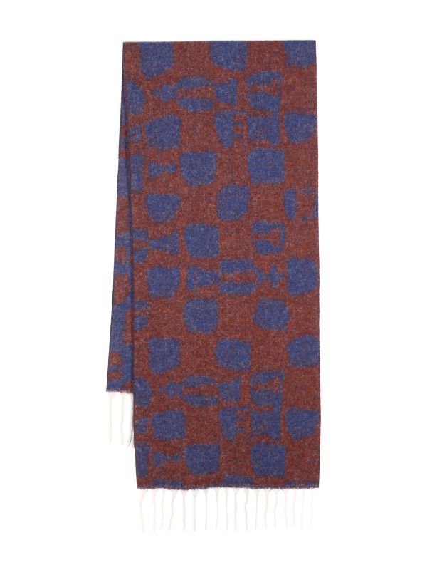 henrik vibskov Chess Wool Scarf - Blue Orange Chess