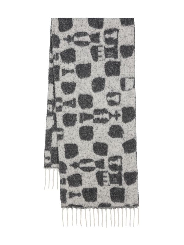 henrik vibskov Chess Wool Scarf - White Black Chess