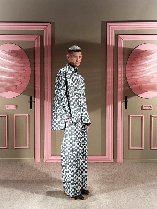 Henrik Vibskov Eclipse Pants - Black White Chess