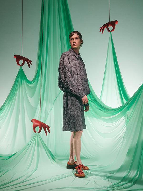 Henrik Vibskov Eclipse Shorts - Grey Outline Fingers