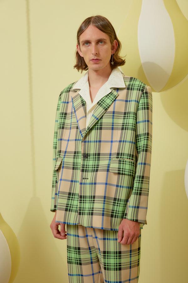 Henrik Vibskov Fast Shorts - Mint Beige Checks
