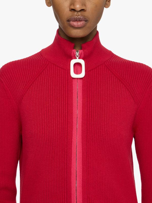 Henrik Vibskov Fitted Zip Up Cardigan - Crimson Red