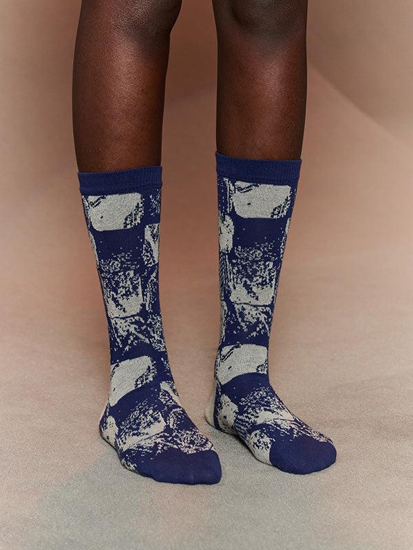 Henrik Vibskov Footstep Socks - Footstep Navy