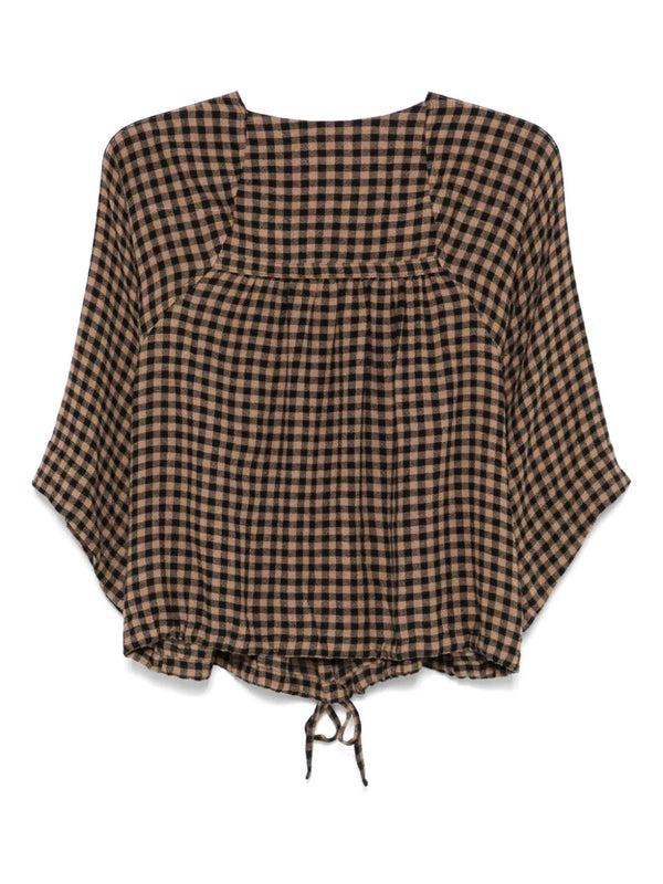 Henrik Vibskov Frill Blouse - Beige Black Checks