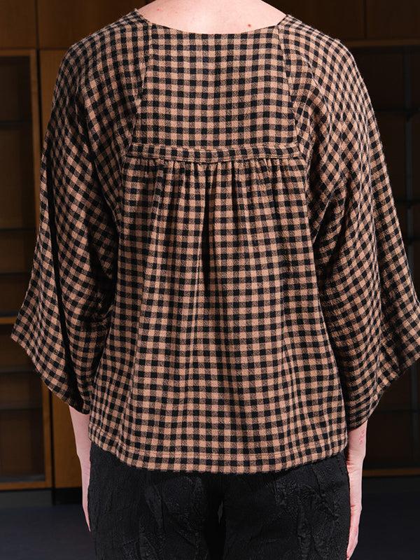 Henrik Vibskov Frill Blouse - Beige Black Checks