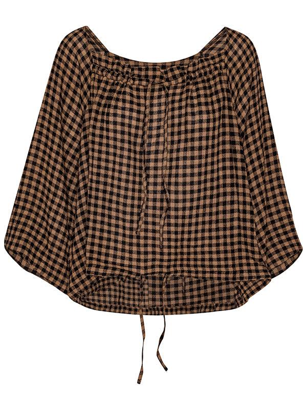 henrik vibskov Frill Blouse - Beige Black Checks