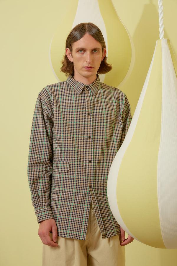 Henrik Vibskov Hole Shirt - Brown Green Checks
