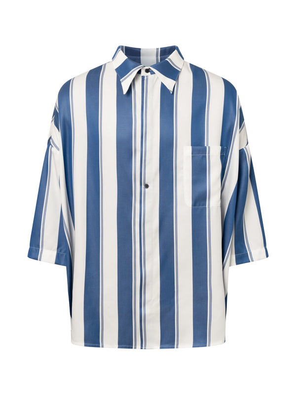 henrik vibskov Jacob Shirt - White With Blue Stripes