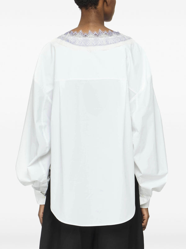 Henrik Vibskov Lace Trim V Neck Shirt - White