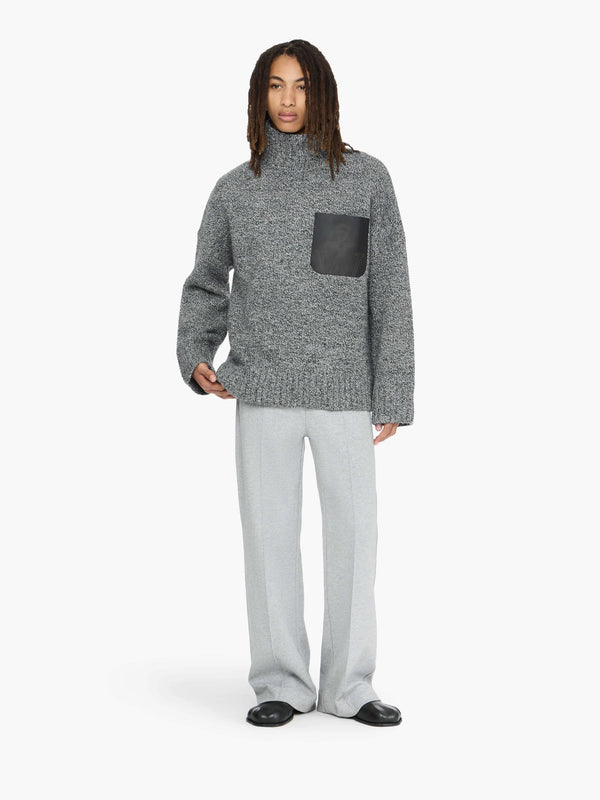 Henrik Vibskov Leather Patch Pocket Jumper - Grey