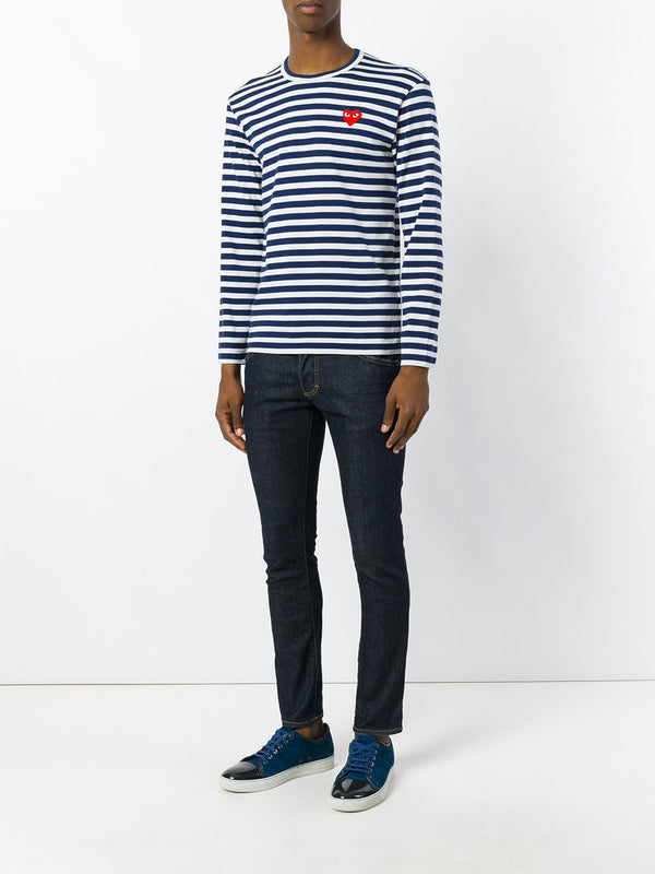 Henrik Vibskov Mens Striped Tee Red Heart - Blue