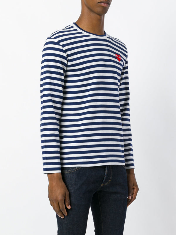 Henrik Vibskov Mens Striped Tee Red Heart - Blue