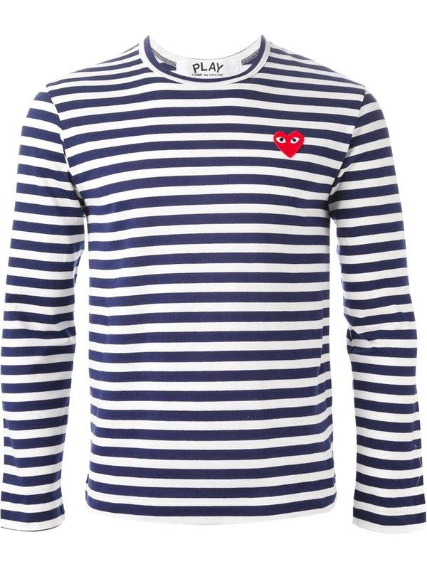henrik vibskov Mens Striped Tee Red Heart - Blue