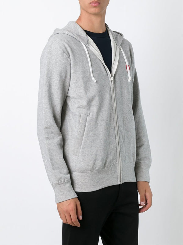 Henrik Vibskov Mens Zipped Hoodie Red Heart - Grey