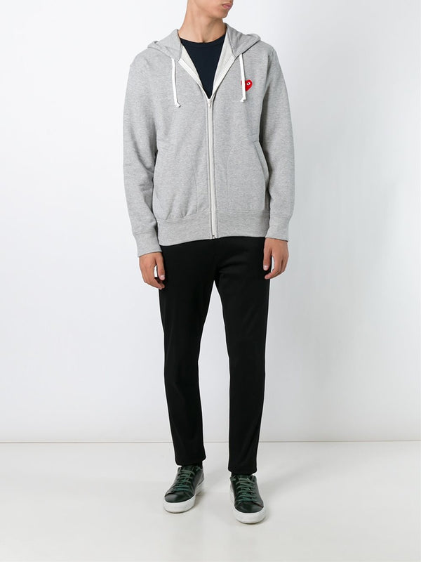 Henrik Vibskov Mens Zipped Hoodie Red Heart - Grey