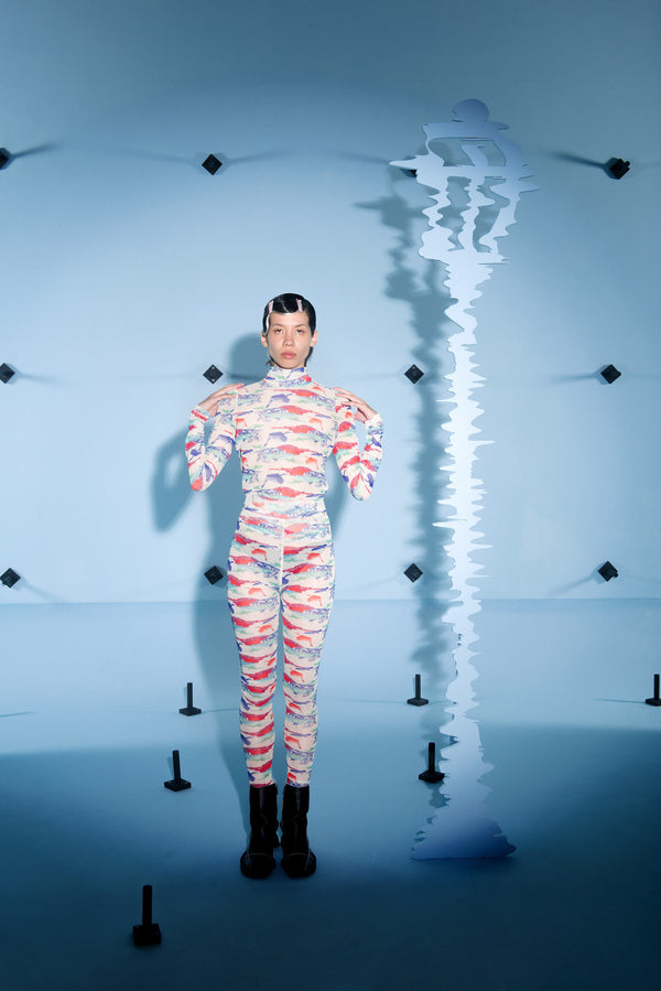 Henrik Vibskov Mesh Leggings - Orange Cream Birdie