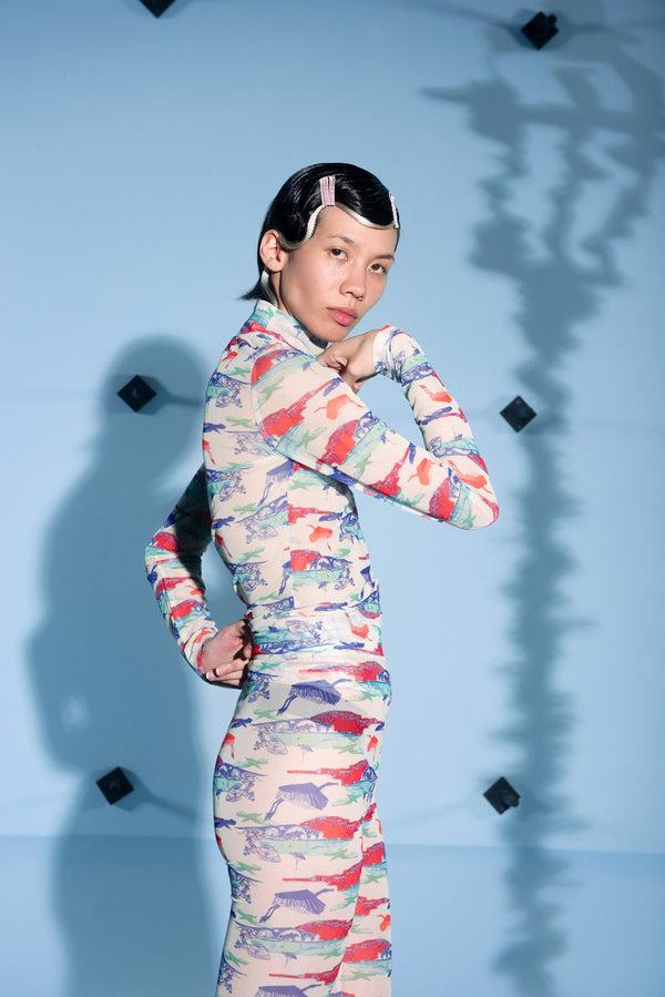 Henrik Vibskov Mesh Leggings - Orange Cream Birdie