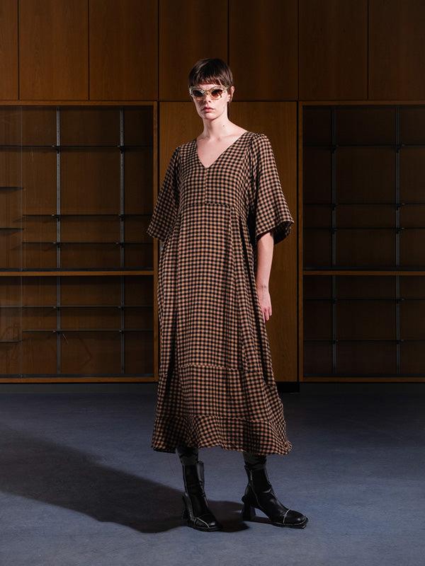 Henrik Vibskov Pump Dress - Beige Black Checks