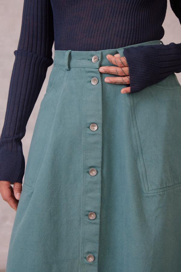 Henrik Vibskov Regain Denim Skirt - Mallard Green