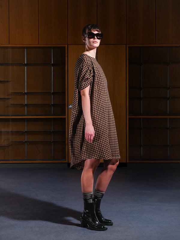 Henrik Vibskov Renew Dress - Beige Black Checks