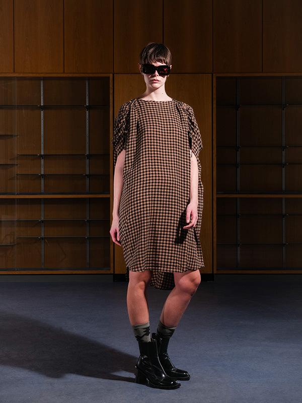 Henrik Vibskov Renew Dress - Beige Black Checks