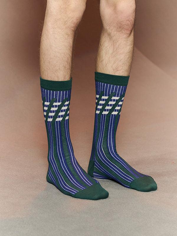 Henrik Vibskov Stripes Socks Homme - Stripes Green