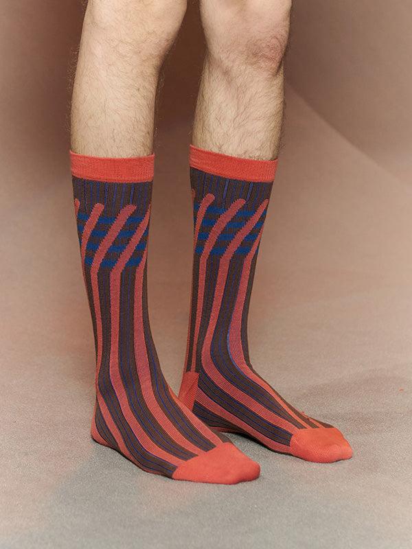 Henrik Vibskov Stripes Socks Homme - Stripes Orange