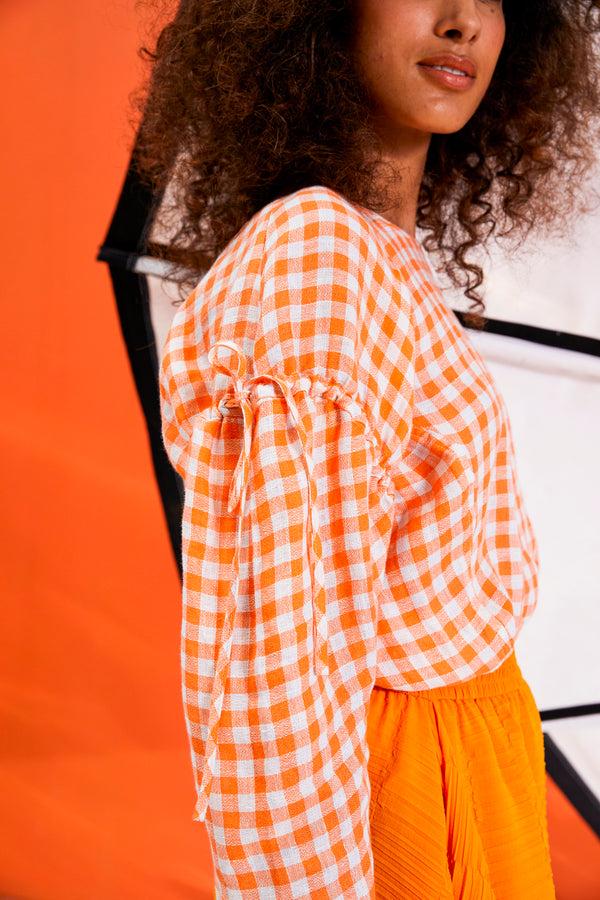 Henrik Vibskov Tapas Blouse - Orange Blue Checks