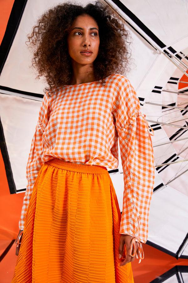 Henrik Vibskov Tapas Blouse - Orange Blue Checks