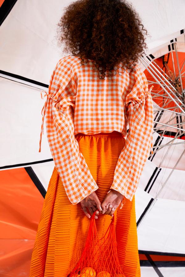 Henrik Vibskov Tapas Blouse - Orange Blue Checks