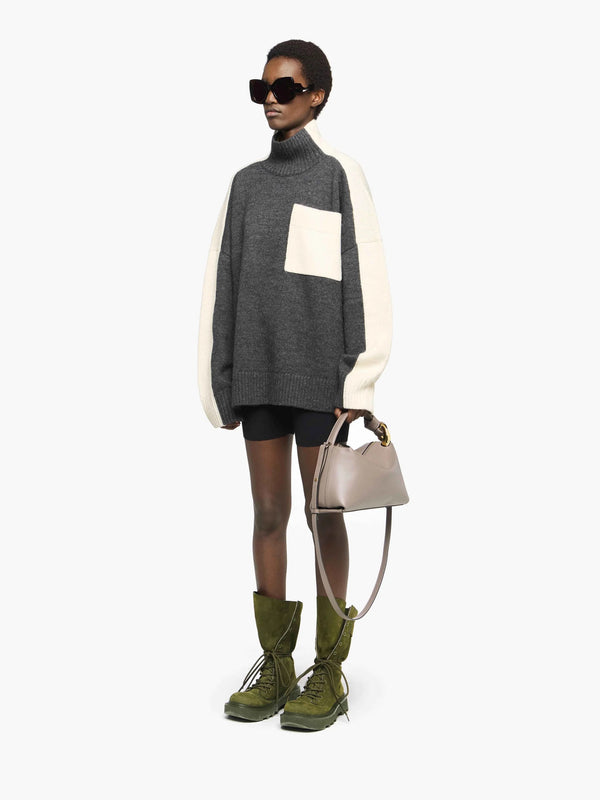 Henrik Vibskov Two Tone Patch Pocket Jumper - Grey