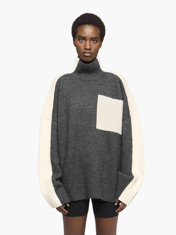 Henrik Vibskov Two Tone Patch Pocket Jumper - Grey
