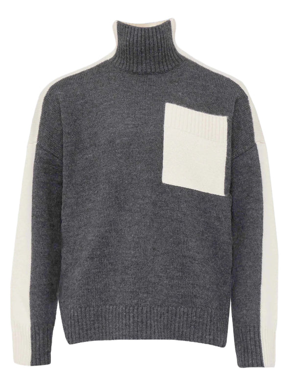 henrik vibskov Two Tone Patch Pocket Jumper - Grey