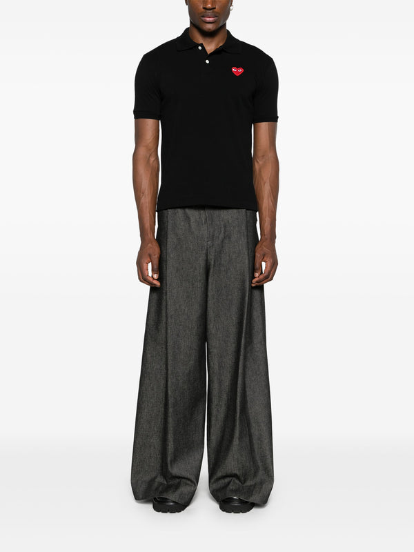 Henrik Vibskov Unisex Polo Shirt Red Heart - Black