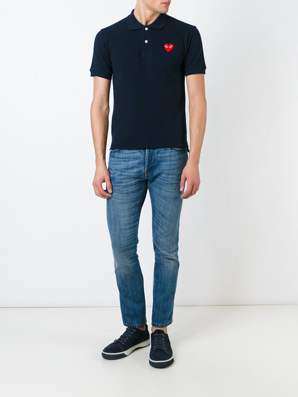 Henrik Vibskov Unisex Polo Shirt Red Heart - Navy