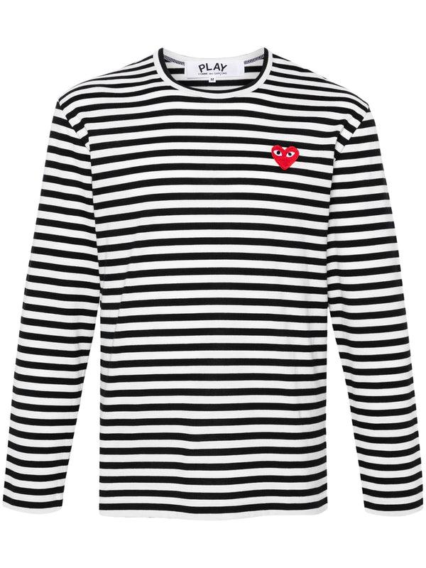 henrik vibskov Unisex Striped Tee Red Heart - Black