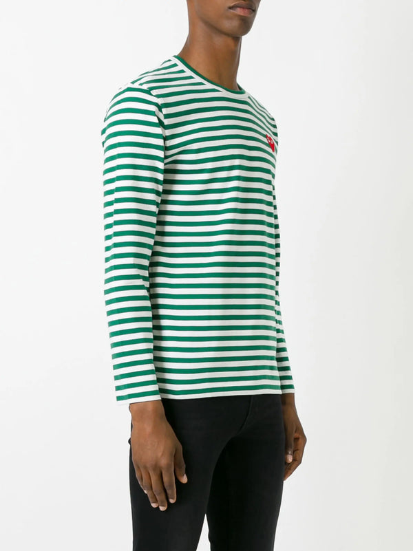 Henrik Vibskov Unisex Striped Tee Red Heart - Green